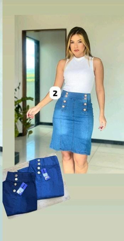 Saia Jeans Feminina Cintura Alta - Modelo EvangÃ©lico