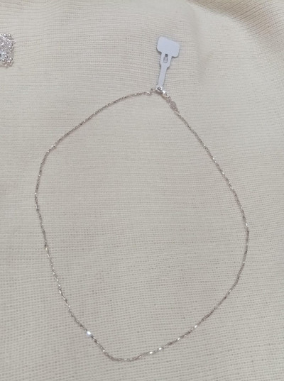 Colar Prateado Elo Diamantado Delicado